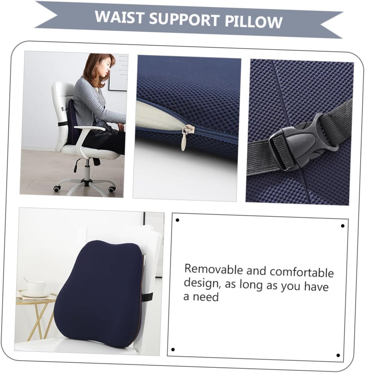 Ergonomic Lumbar Support Pillow Memory Foam Back Support for Office Chair Comfortable Waist Pillow Lumbar Cushion for Car Seat