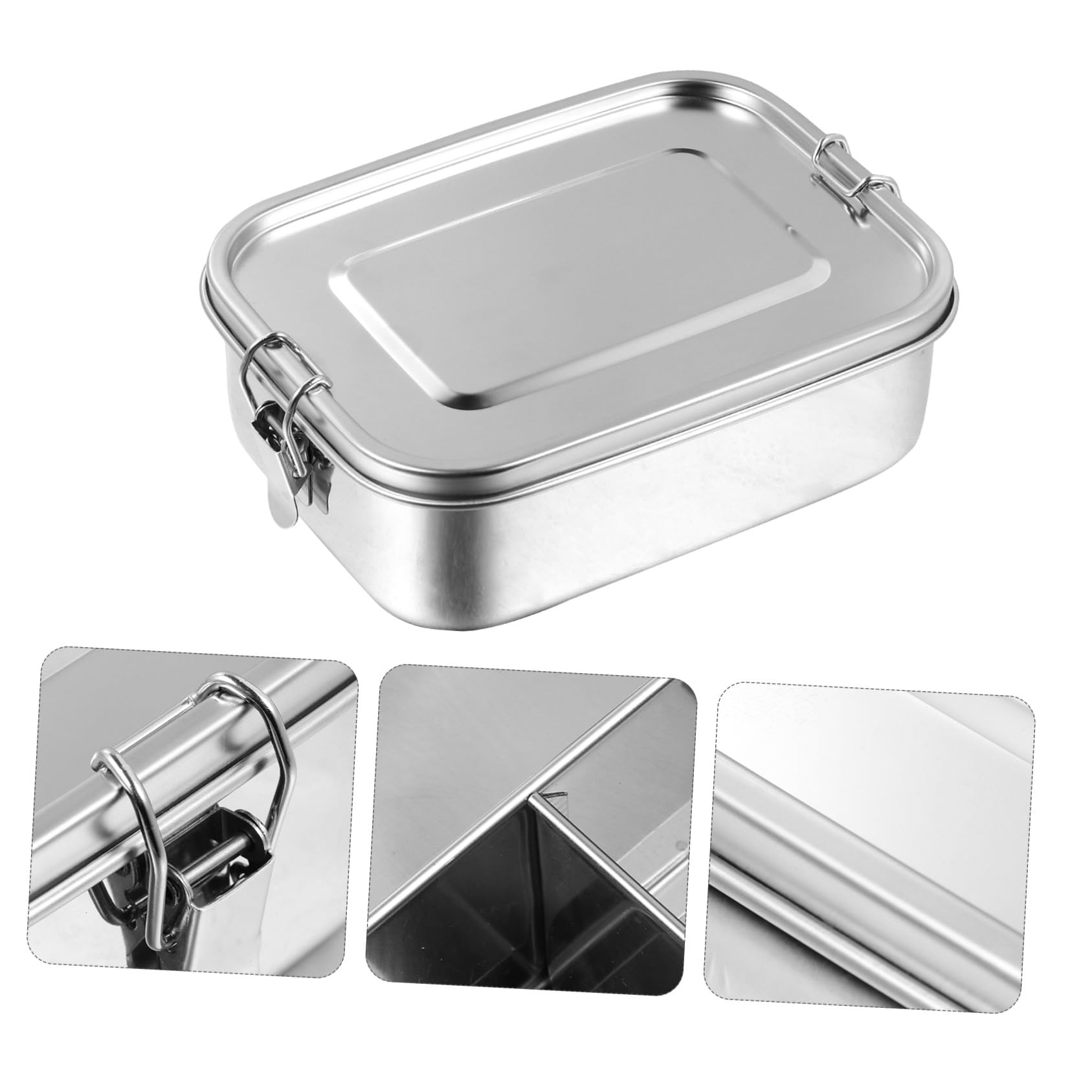 GLEAVI Boîte à Bento en Acier Inoxydable 1, 2 L 3 Compartiments Argenté