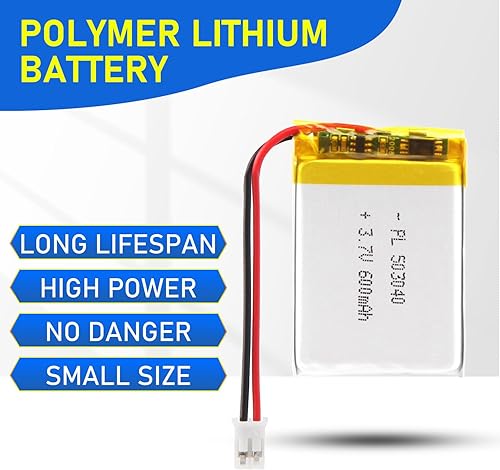 Miniatura 5 de 503040 3.7V Lipo Batería 600mAh 503040 Batería recargable de polímero de litio con conector JST PH2.0.000 in para dispositivo electrónico