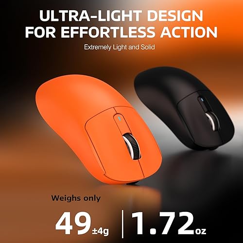 Miniatura 3 de ATTACK SHARK X3 Mouse Inalámbrico para Juegos, Mouse Ergonómico para Computadora de 1.73 oz, Triple Modo Sensor Óptico PAW3395 de 26K DPI, Duración