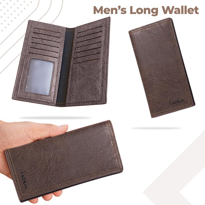 Image of Kraptick Women's Modern Brown Faux Leather Bi-Fold Card Wallet, 2 Compartments, 2 Pockets, Slim and Compact, Magnetic Closure, Unisex Adult