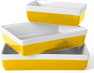 MARTHA STEWART 3-Piece Oven to Table Stoneware Bakeware Set – Baking Dis...