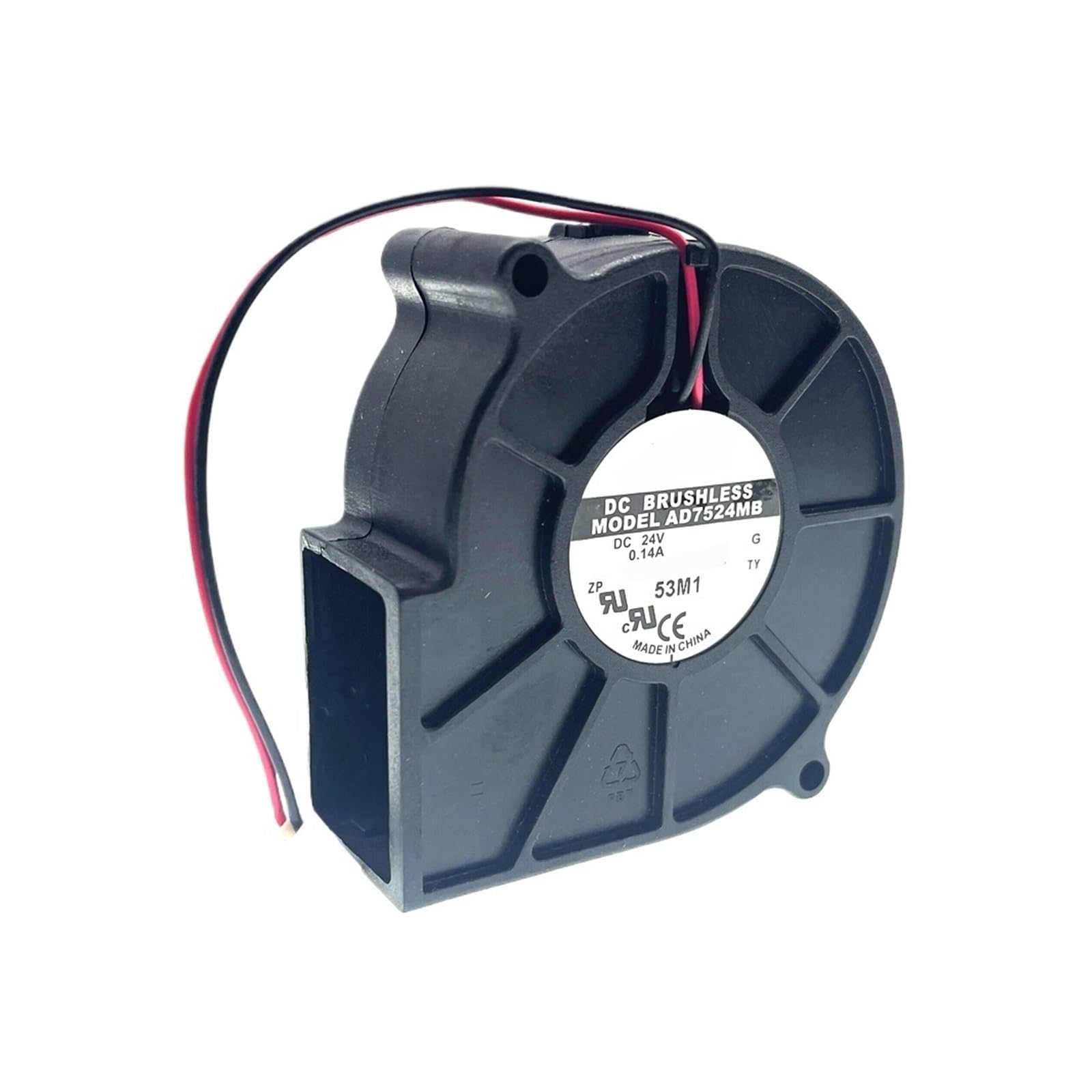 UWUKCJOKQ 75mm DC 24V Fan AD7524MB 7530 24VDC 0.14A Dual Ball Bearing 2wire