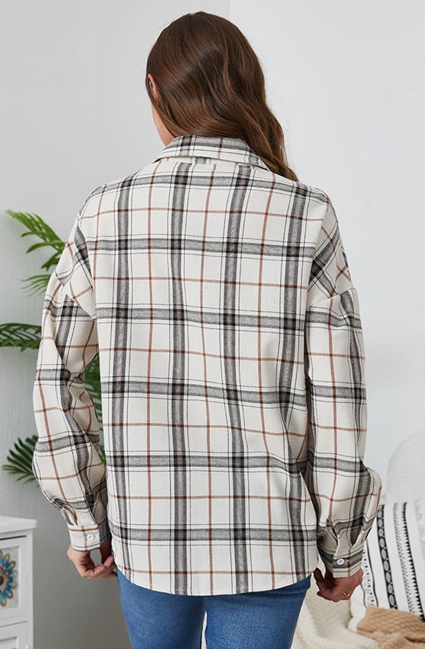 Image of SANGTREE Women and Girls Long Sleeve Flannel Casual Button Down Plaid Shirt