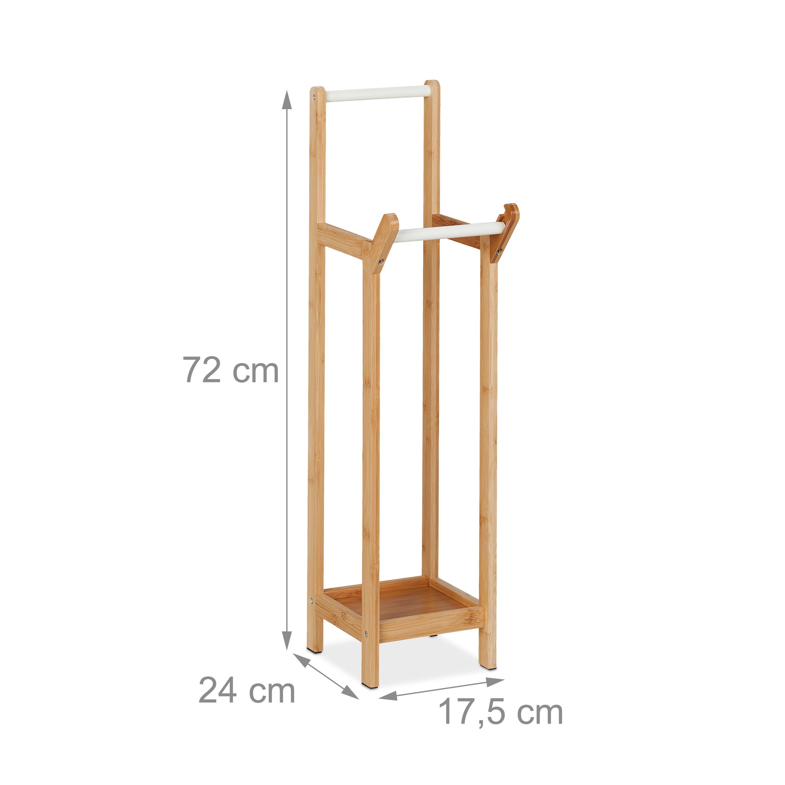 Relaxdays Portarrollos Papel Higiénico, Soporte Rollos Baño, Bambú, de Pie, sin Taladrar, 72 x 17,5 x 24 cm, Natural
