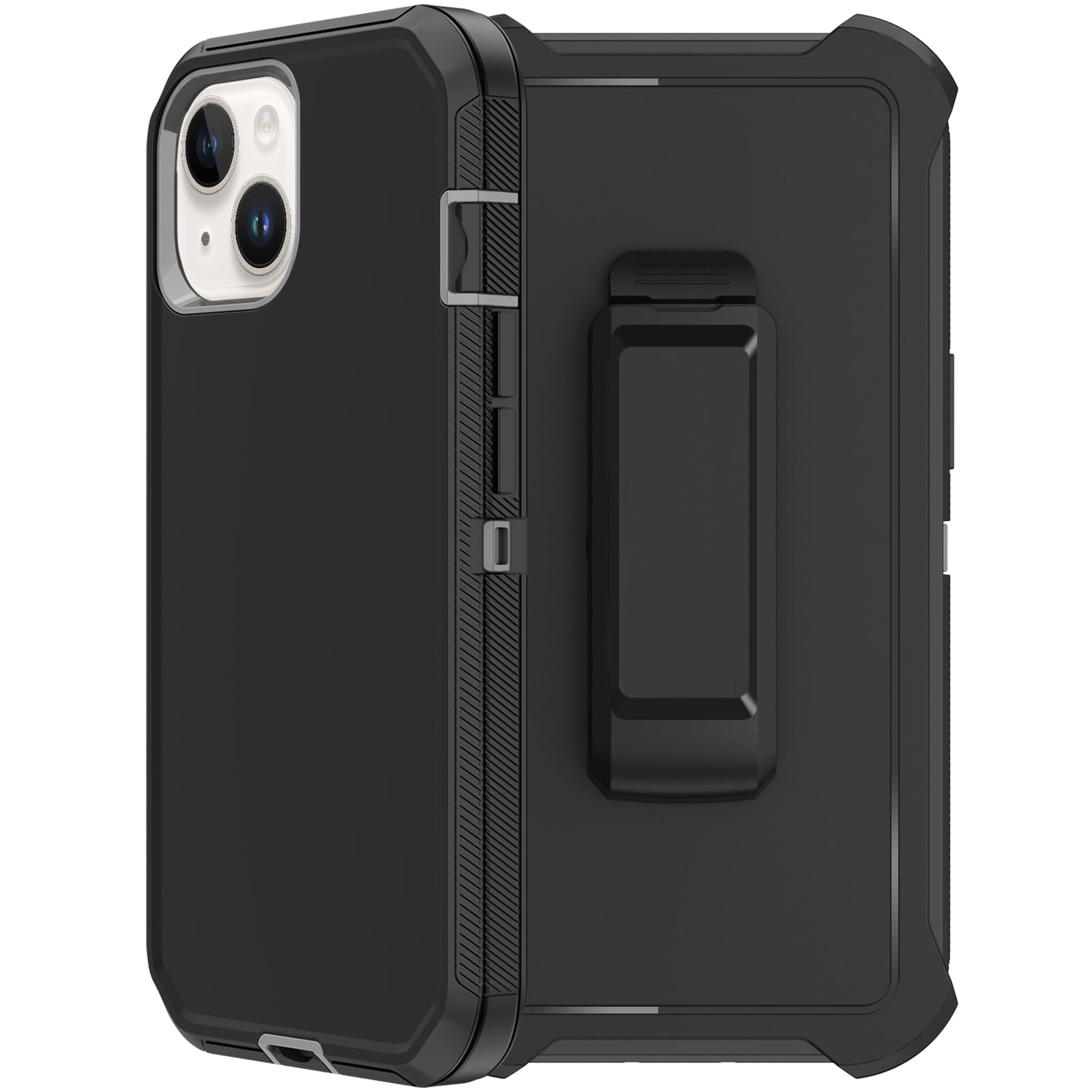 RubCase for iPhone 15 Case with Screen Protector x2, Belt Clip Holster Heavy Duty Military Grade Full Body Shockproof Dust-Proof Drop-Proof Rugged