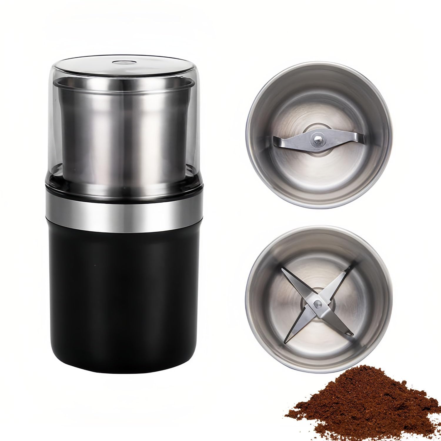Molinillo De Café Eléctrico, Molinillo Húmedo Y Seco, Con Gran Capacidad De 100 G, Cuchillas De Acero Inoxidable 304, Taza De Acero Desmontable, Para Granos De Café, Pimienta, Granos, Especias, Nueces