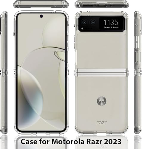 Miniatura 2 de Sucnakp Funda para Motorola Razr-2023 panel trasero transparente premium + cubierta de parachoques de TPU para Moto Razr 2023 (YKL transparente)