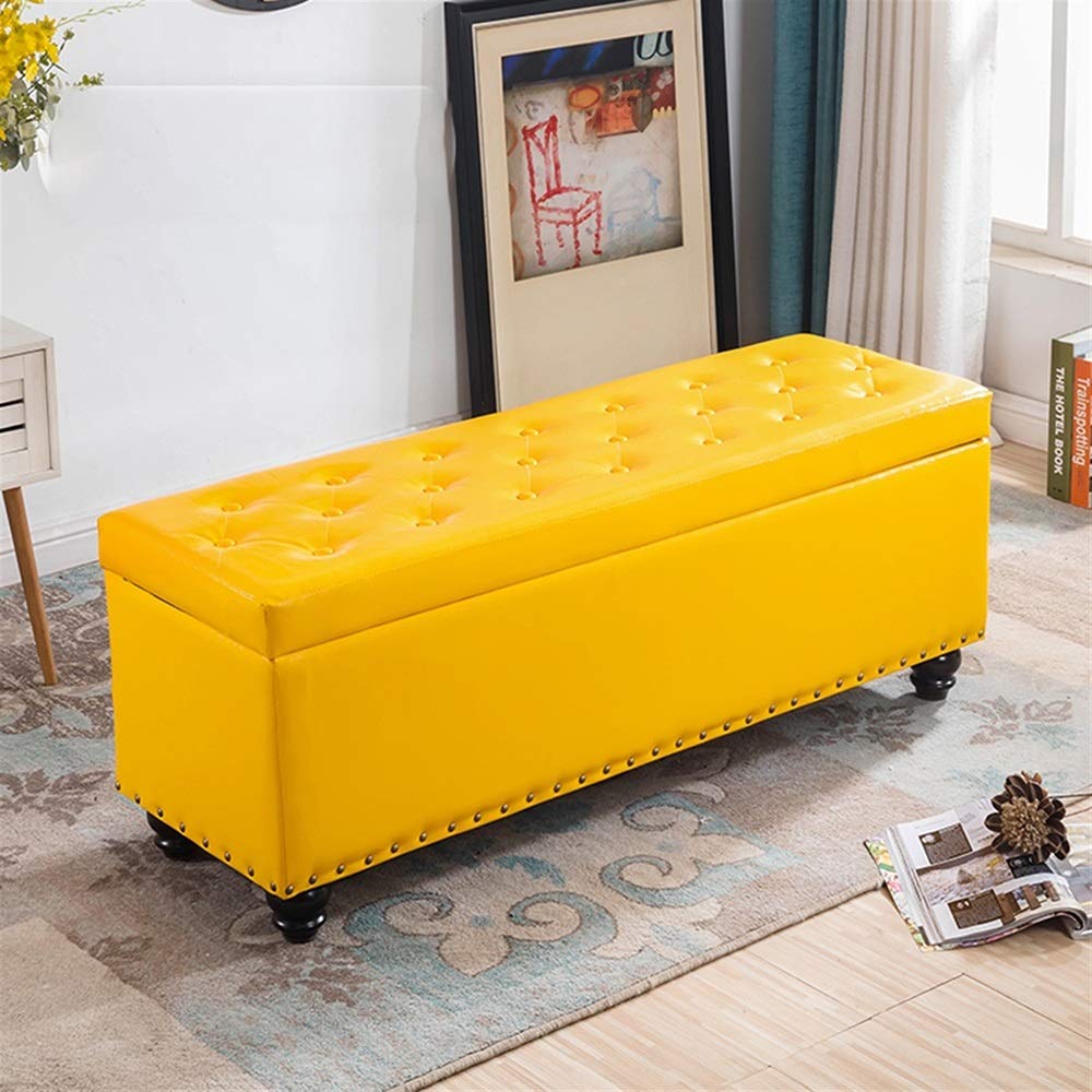 WHOJA Pouf Contenitore Ottomane Panca for Scarpe da Ingresso Sgabello Contenitore Multifunzionale Sedile Imbottito in PU Sgabello in Legno Massello Memoria di Massa 60-120cm Ottomani