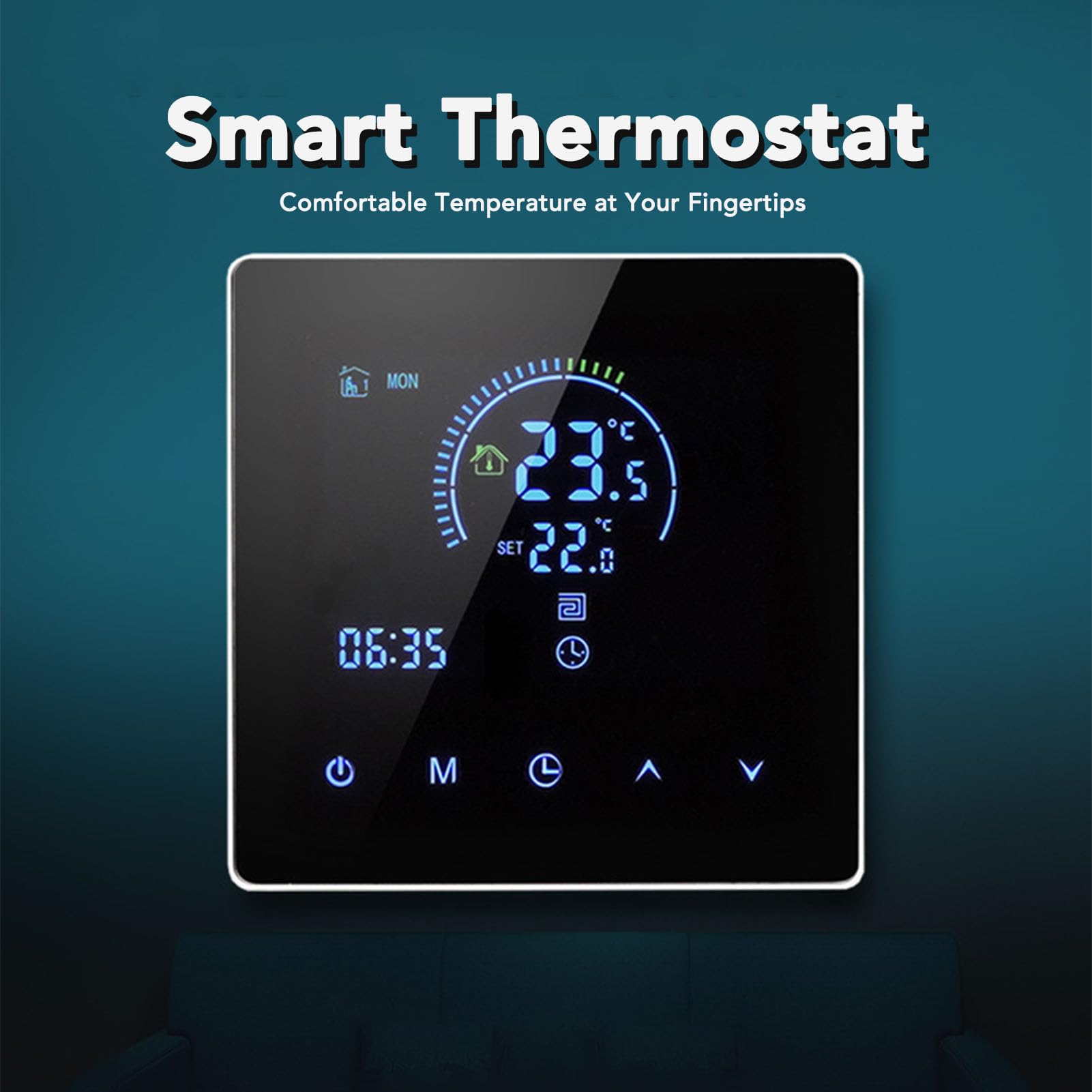 Termostat Cyfrowy, Programowalny Wyświetlacz LCD z Wbudowanym Czujnikiem Temperatury, Kompatybilny z Elektrycznymi Systemami Ogrzewania Podłogowego, Domy, Biura (Typ standardowy)