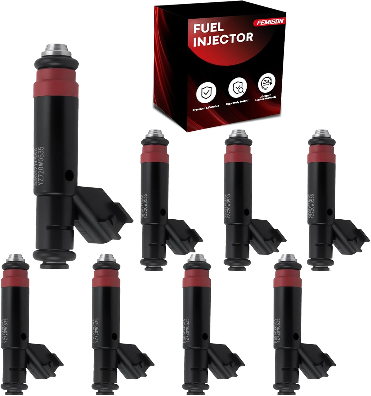 Fuel Injectors 53032145AA Compatible with Jeep Grand Cherokee 2001-2002,for Dodge Durango 2001-2003,for Dakota 2001-2003,for Ram 1500 2002-2003 4.7L V8 Replace No# 812-12144 FJ475（Set of 8）