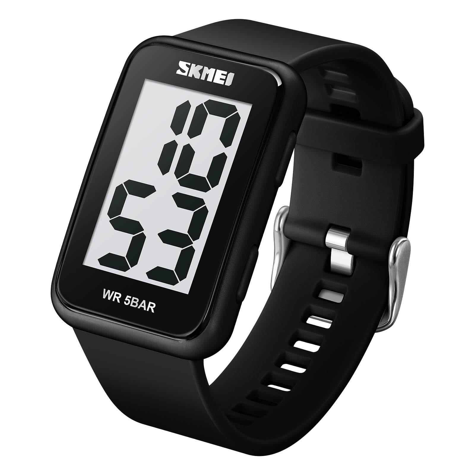 Gosasa Orologio Uomo Sportivo Digitale – Quadrante Grande 48 Mm, Acciaio Inox, Cronometro, Doppio Fuso, Retroilluminazione