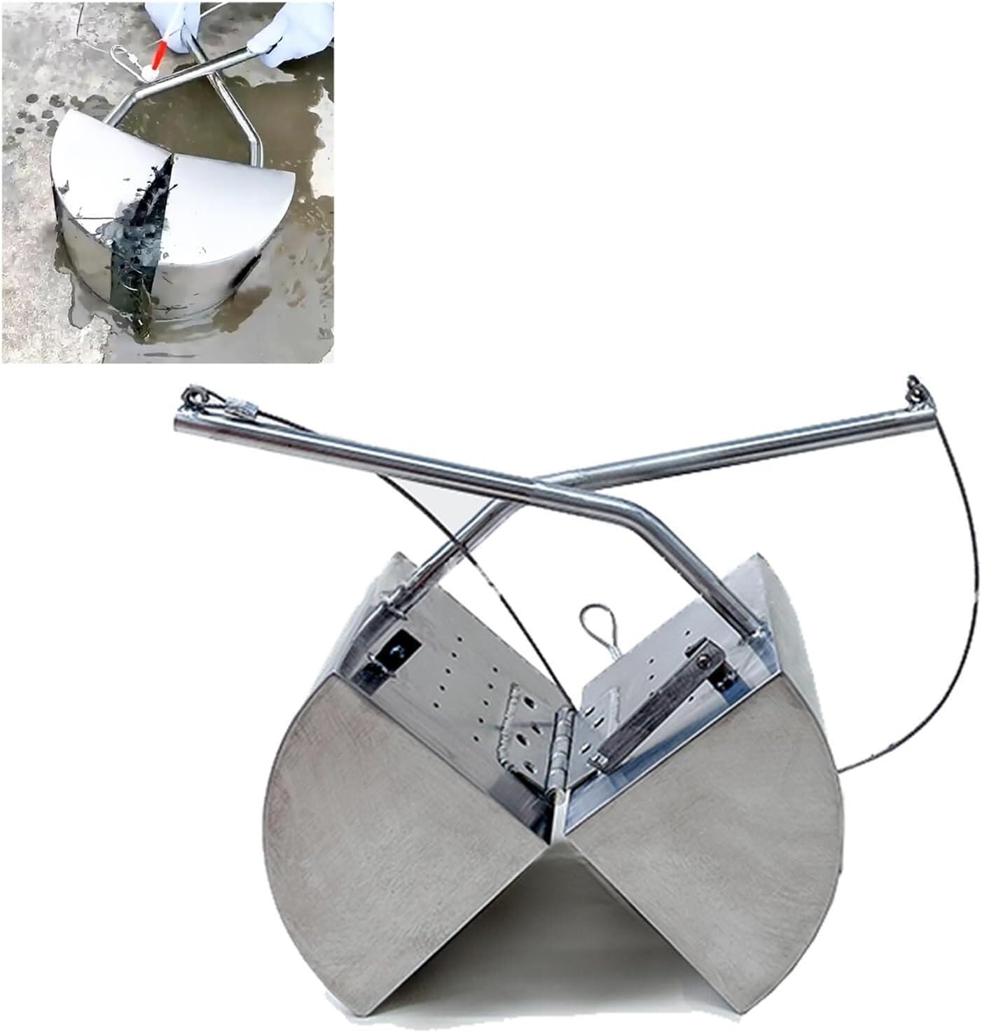 Bottom Mud Grab for Collecting Silt, Stainless Steel Mud Sampler Lake Bottom 20m Rope Water Outlet River Pond Pool Sludge Tool
