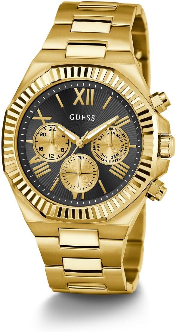 Guess Men's 44mm Watch - Gold-Tone Bracelet Black Dial Gold-Tone Case