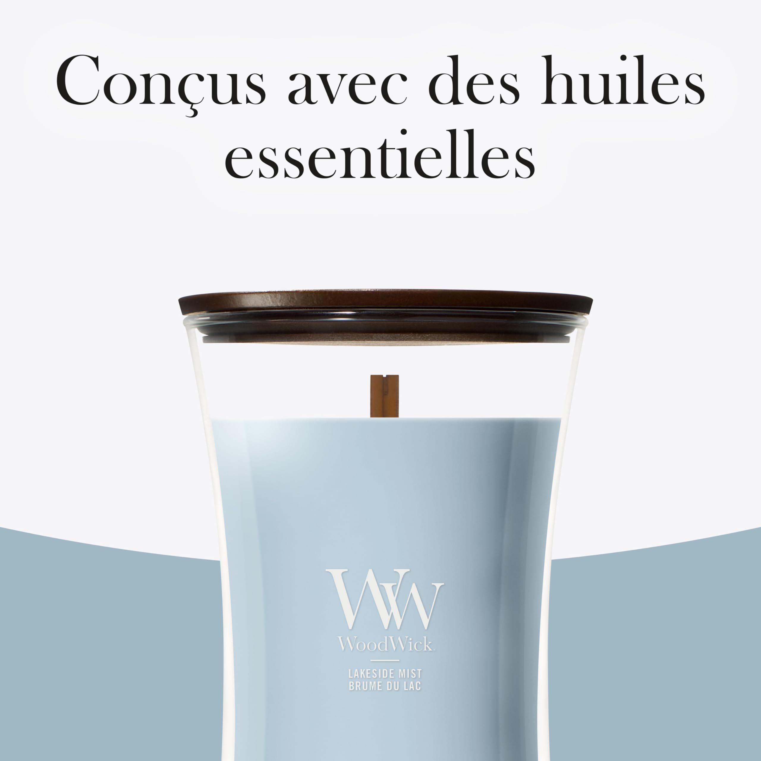 WoodWick Bougie parfumée | Grande bougie sablier | Brume du lac | Cadeaux parfaits pour femmes
