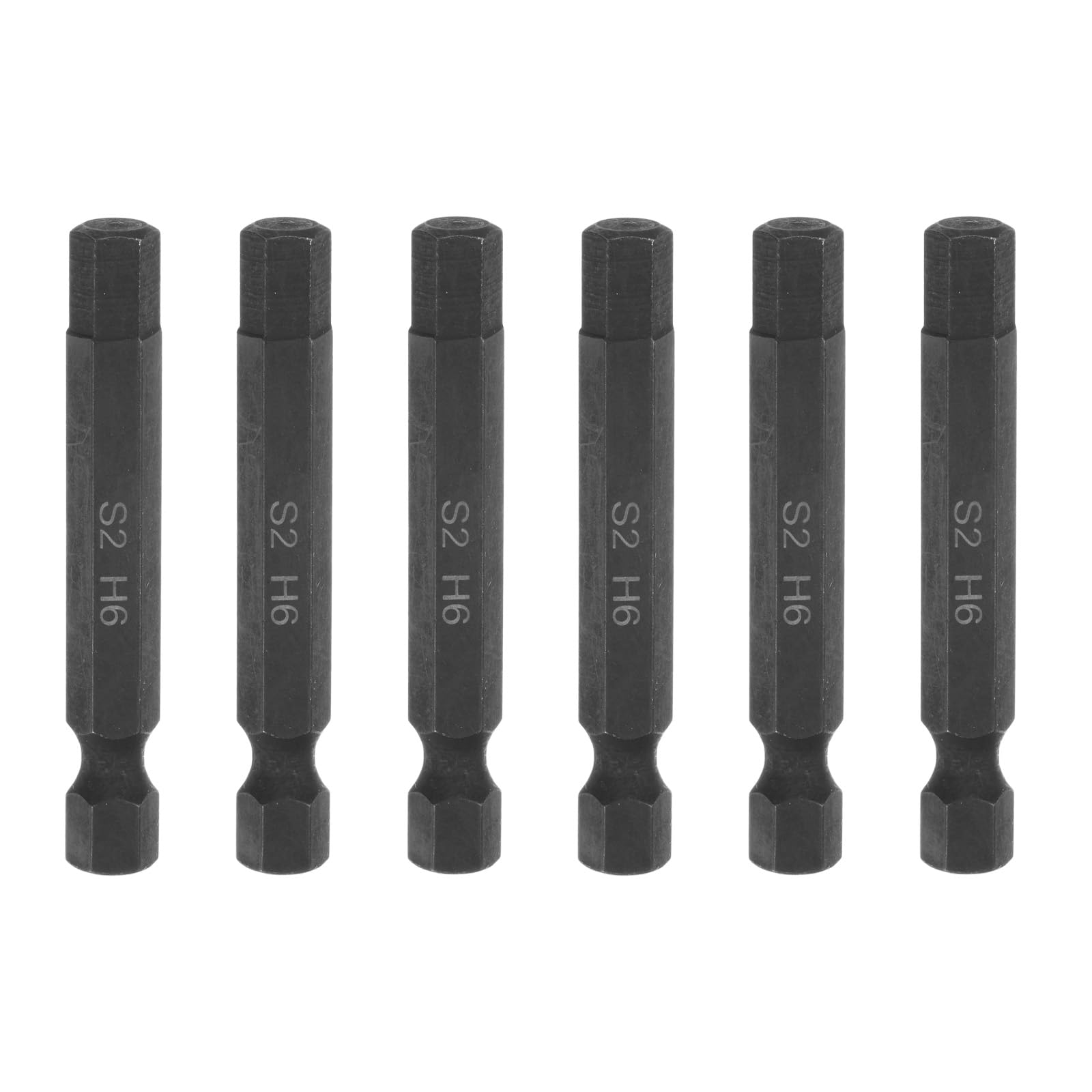 sourcing map 6Pcs 6mm Magnetic Impact Hex Head Wrench Drill Bit Metric 1/4" Hex Shank S2 Steel 2" Long for Power Drills Impact Drivers, Black