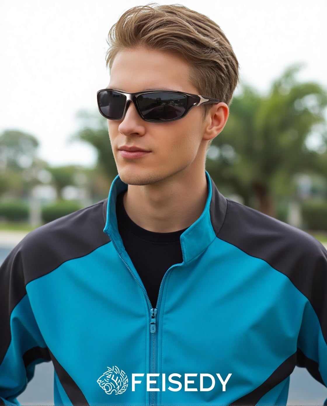 FEISEDY 3 Pack Polarized Sports Sunglasses for Men, Wrap Around Frame, UV400 Protection, Fishing Driving Cycling B2674