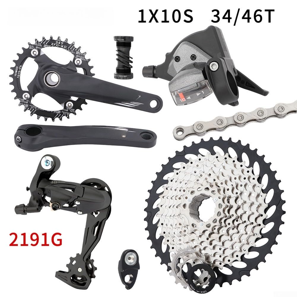 Juego de bielas huecas de 10 velocidades para bicicleta de montaña 32T 34T 36T con cambio de casete 46T y cadena para ciclismo todoterreno