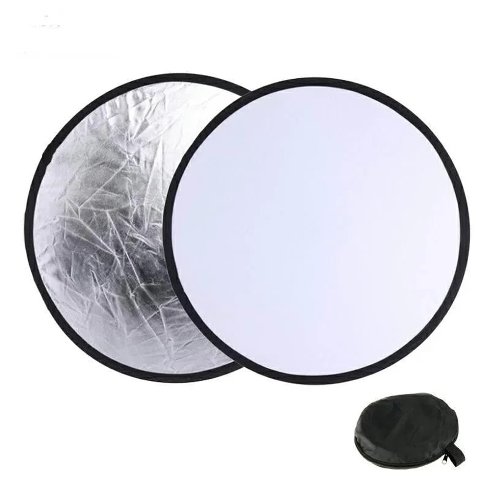 Compatible con Reflector 2 en 1 de 110 cm. | Dos superficies en un panel con bolsa de transporte, el plateado añade luces, el blanco suaviza las sombras
