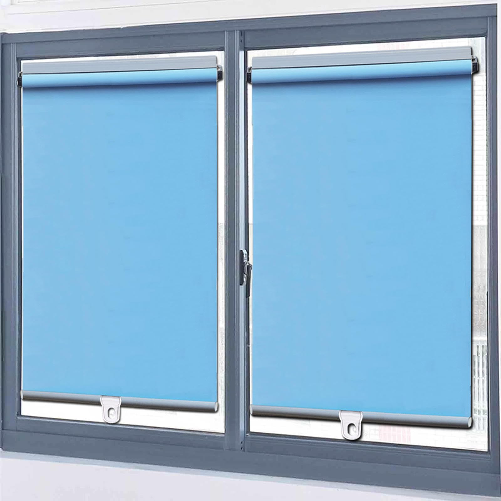 Blackout Roller Blind,No Drill Blinds for Windows,Retractable Roller Blinds,32-150cm Wide Bedroom Balcony UV Protection Curtains,Temporary Privacy Blinds,With Spring System,Blue-85x150cm(33.5x59in)