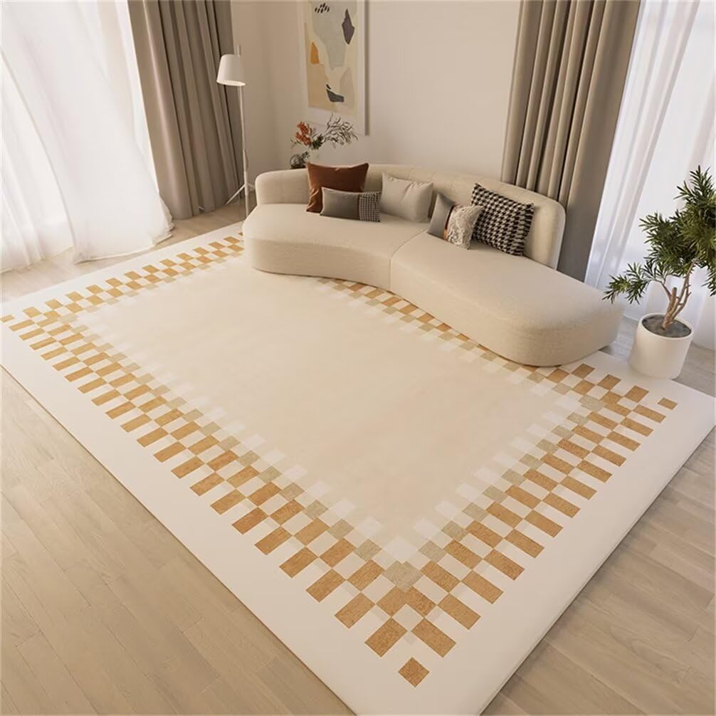 Tapis pour salon moderne couleur sable 200x200cm idéal bureau et ado