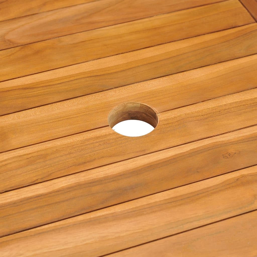 Set di mobili da giardino in teak massiccio, 180 x 90 cm, 6 sedie pieghevoli, schienale regolabile, robusto e moderno, per terrazza, balcone e giardino d'inverno
