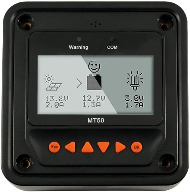 EPEVER MT50 LCD Display Remote Meter, Remote Meter Suitable for Tracer-A/An/BN Series 10-100A Solar Charge Controller MPPT, NOT FIT for RENOGY & HQST MPPT