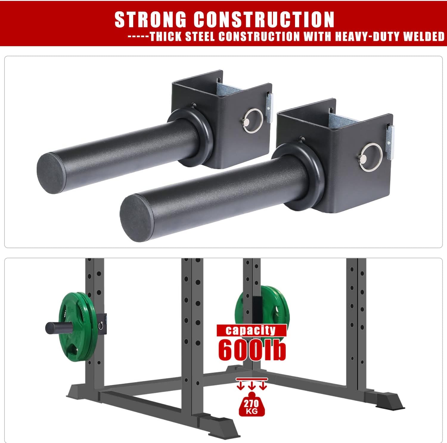 SYL Fitness Olympic Weight Plates Holder Power Rack Attachment Weights Storage Rack, Fit 2x2 & 3x3 inch Square Tube