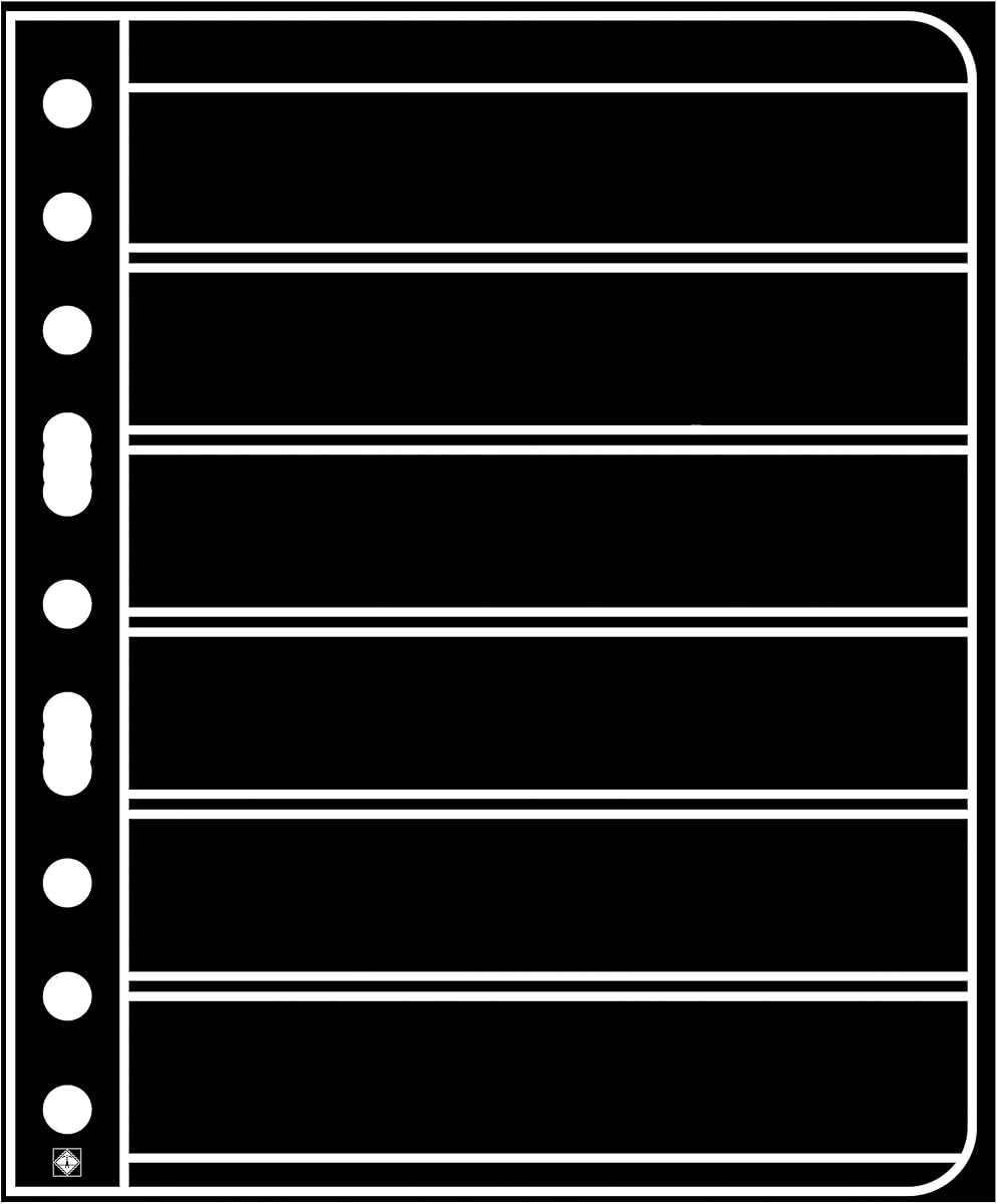 LIGHTHOUSE- VARIO Stamp Pages for Stamp Albums, Black 9-Hole Binder Pages with 6 Pockets for Stamp Collection - Pack of 25