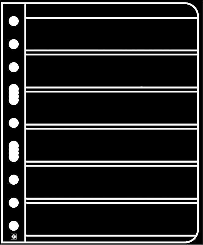 LIGHTHOUSE- VARIO Stamp Pages for Stamp Albums, Black 9-Hole Binder Pages with 6 Pockets for Stamp Collection - Pack of 25