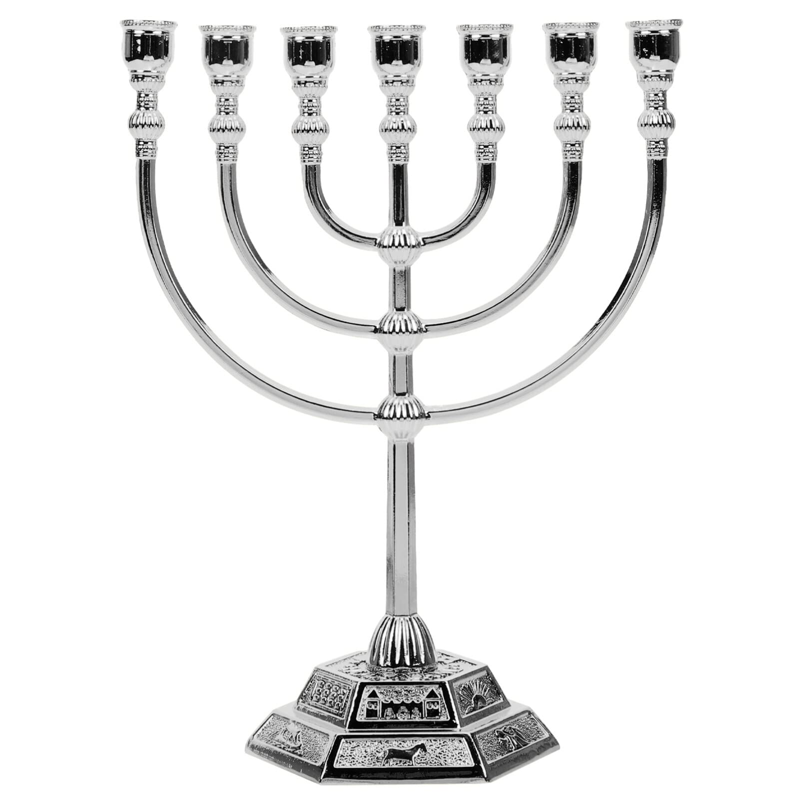 Bougeoir 7 branches Jérusalem candélabre symbole 12 tribus d'Israël objet décoration maison