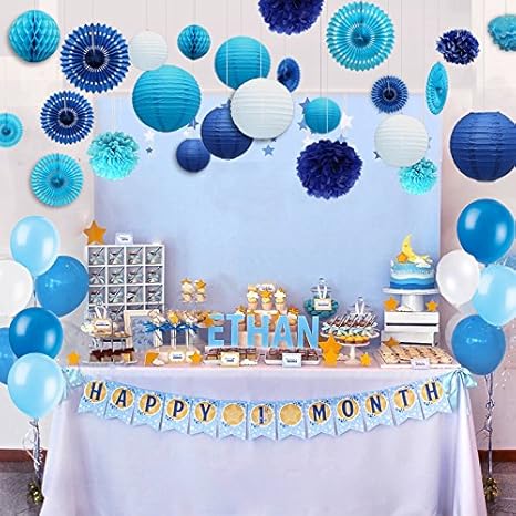 Kubert 89 Pcs White and Blue Party 