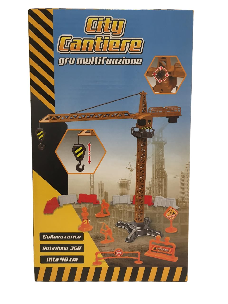 Grue de Construction Jouet Grue Manuelle Generic Jaune 40 cm avec Accessoires soulève la Charge et Tourne à 360 degrés pour Enfant