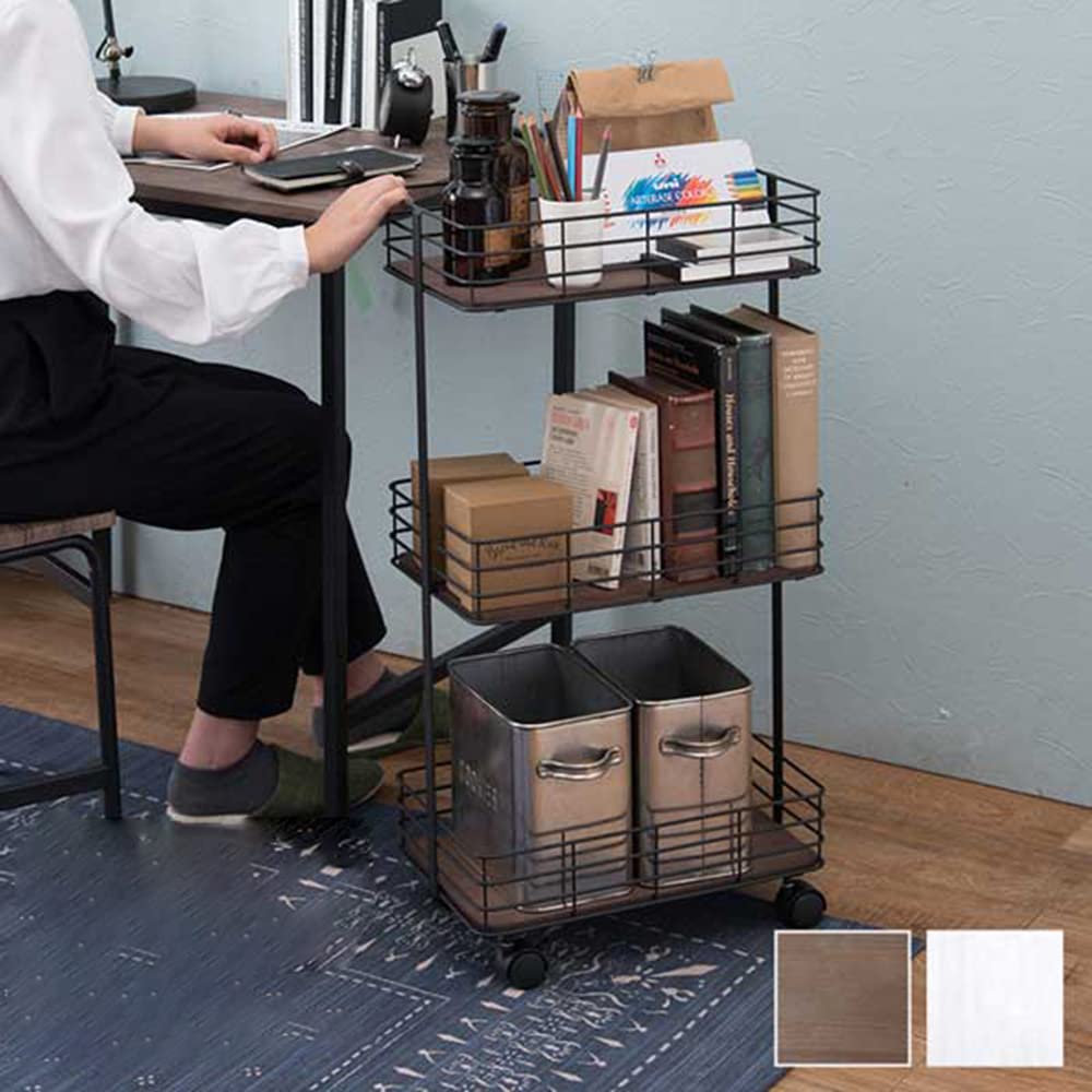 Amazon｜キッチンワゴン 木製 キャスター付き 高さ77cm 北欧 アイアン