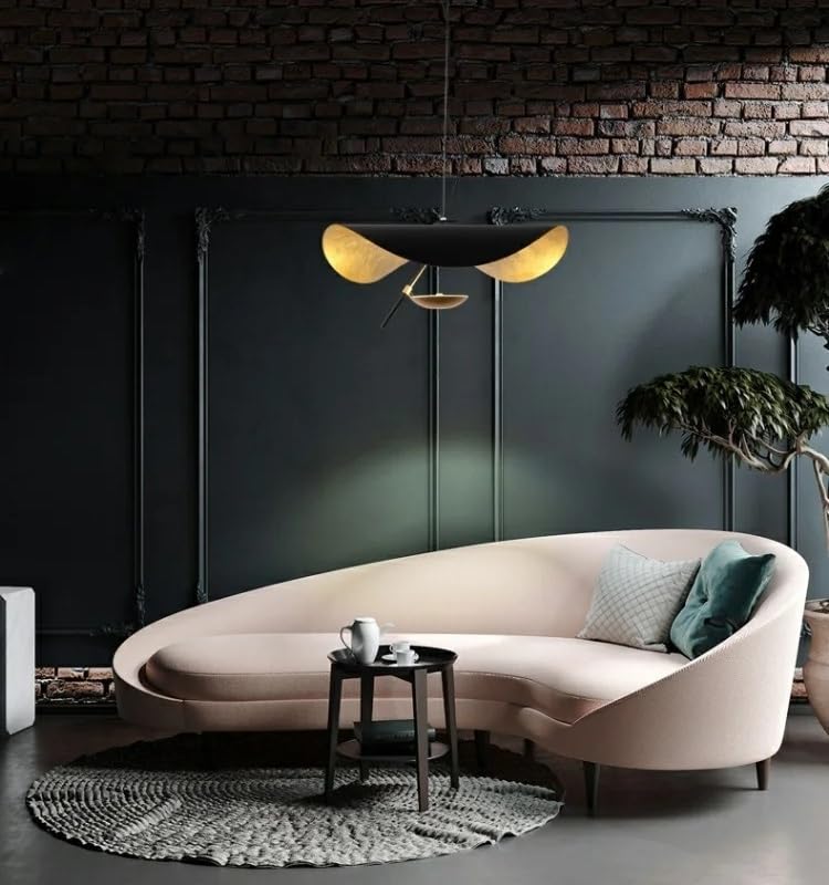 Lampe suspendue LED noire 60cm lumière chaude pour décoration salon et salle à manger