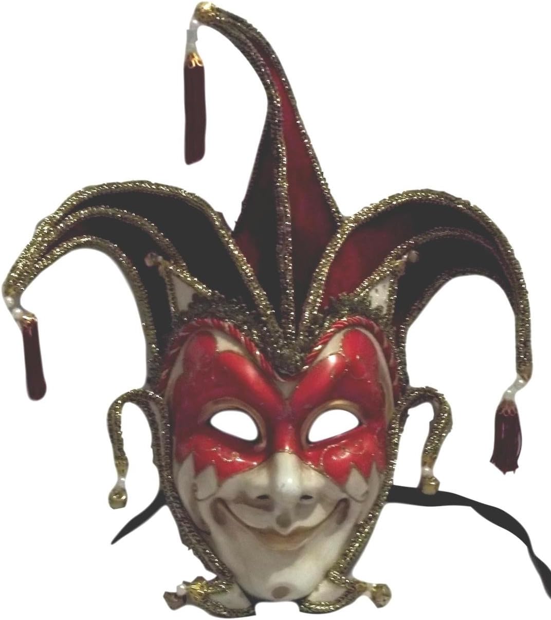 Jester Stick Mask Red Decorate or Wear Mardi Gras Masquerade Mask Wall Hanging