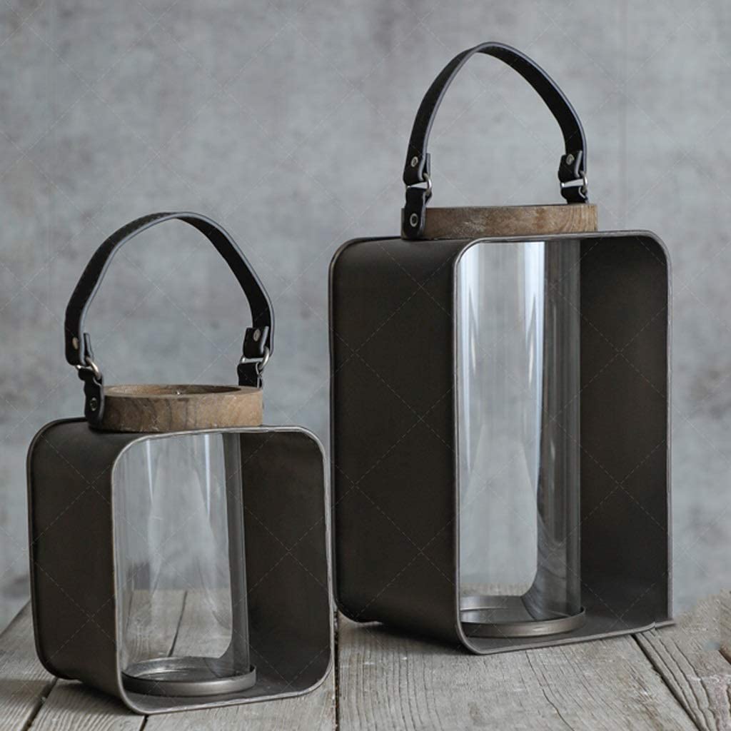 ZUMAHA Nuovo Portacandele in Metallo, candeliere in Ferro battuto con Lampada a Vento in Vetro, candelabri in Stile Industriale retrò per Ristorante caffetteria Portacandele