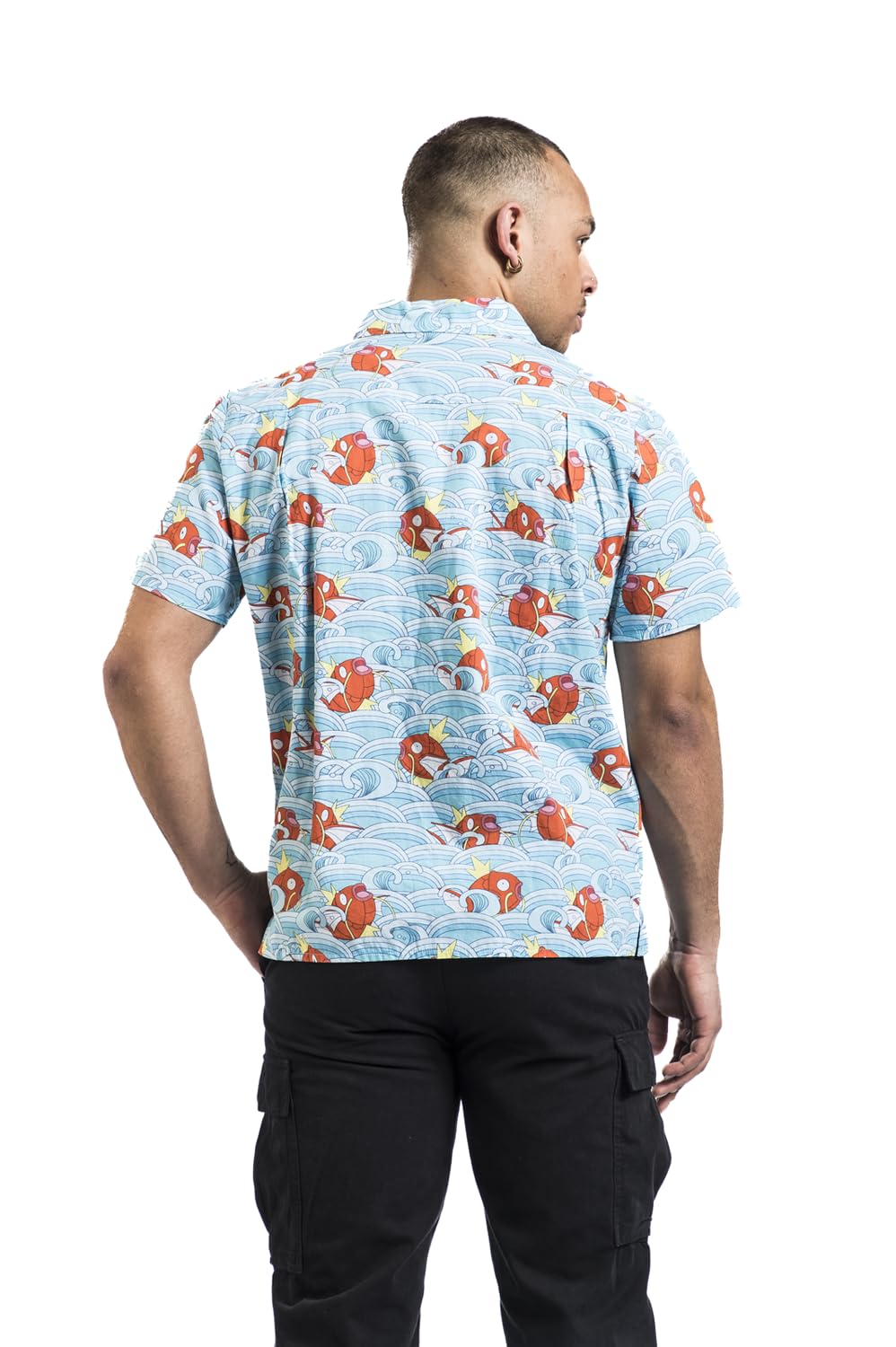 Pokémon Karpador - Hawaii Uomo Camicia Maniche Corte Blu Regular