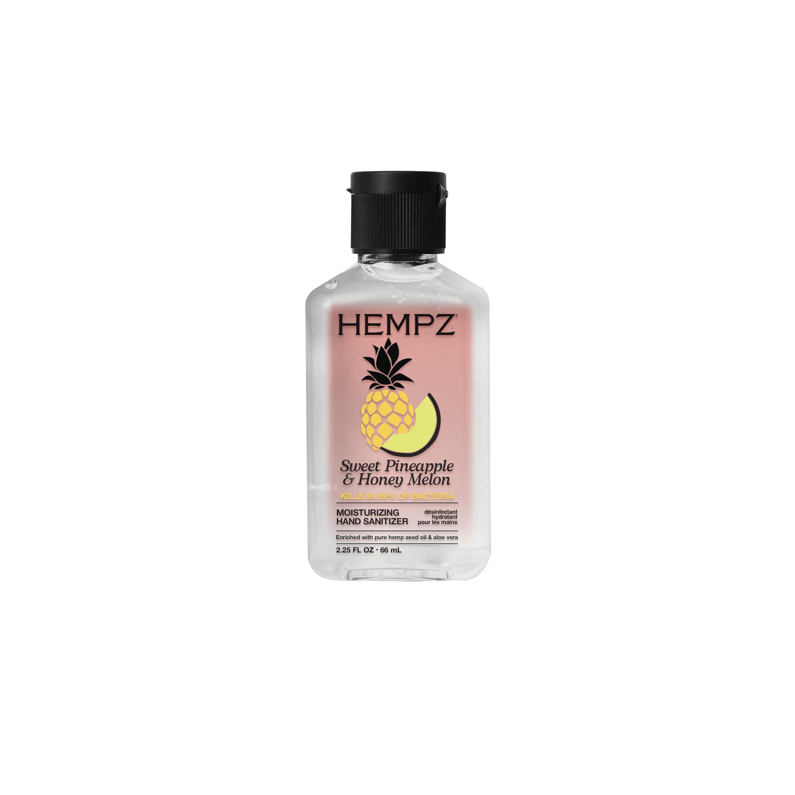 Hempz Sweet Pineapple & Honey Melon Moisturizing Herbal Hand Sanitizer | On-the-go formula helps clean hands without over-drying skin, Sweet Pineapple & Honey Melon, 2.25 Fl Oz (Pack of 1)