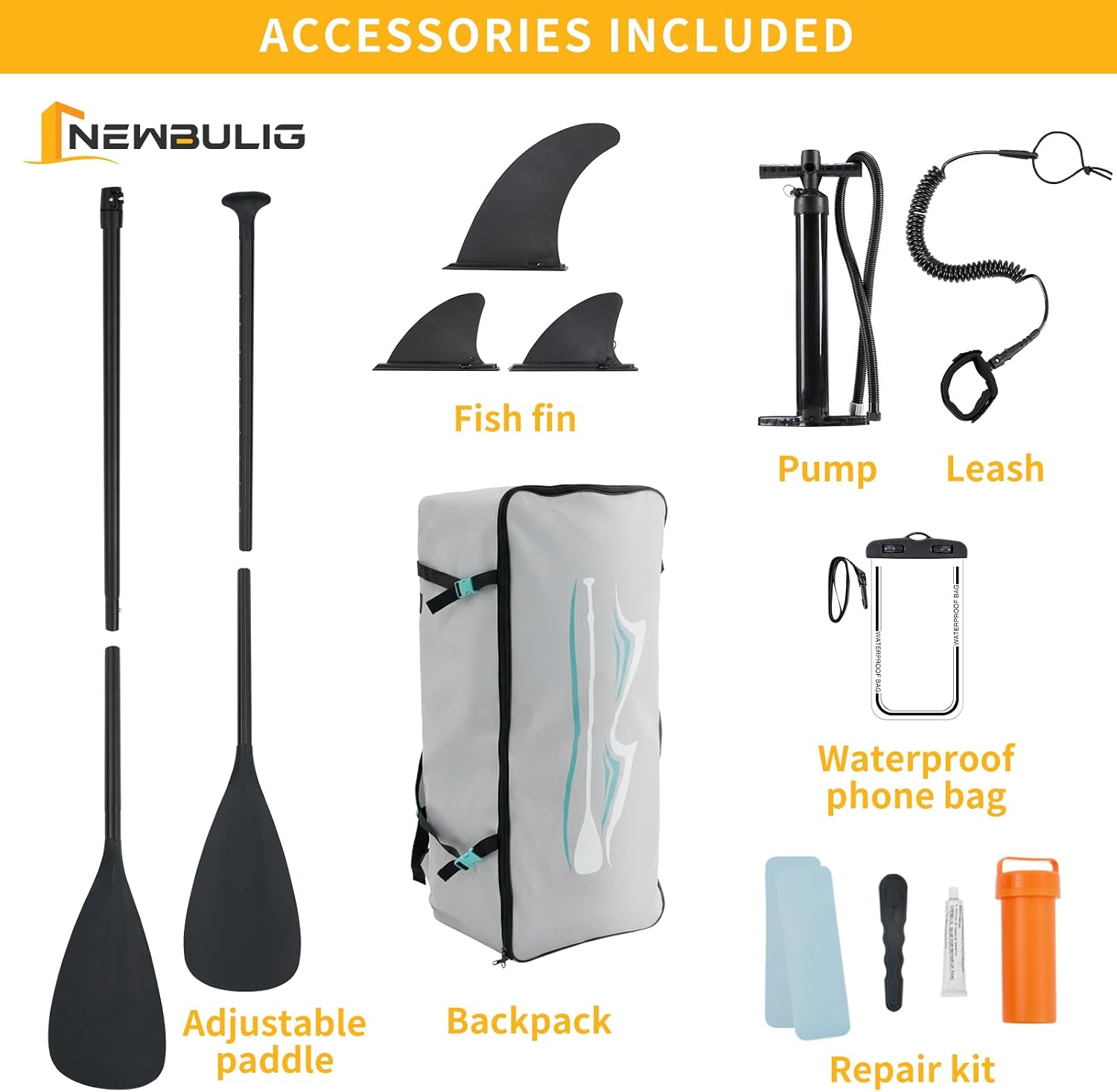 NEWBULIG 33" Inflatable Paddle Board SUP, Stand Up Paddle Board Blow Up with 3 Carry Handles, Non-Slip Deck Pad, Complete Kit with Pump, Leash & Backpack for Beginners/Adults