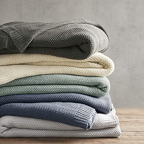 Image of INK+IVY Bree Knit Throw Blanket for Bed, Sofa, and Couch, Lightweight, Breathable, Soft & Cozy Summer Blanket, King (108 in x 90 in), Charcoal
