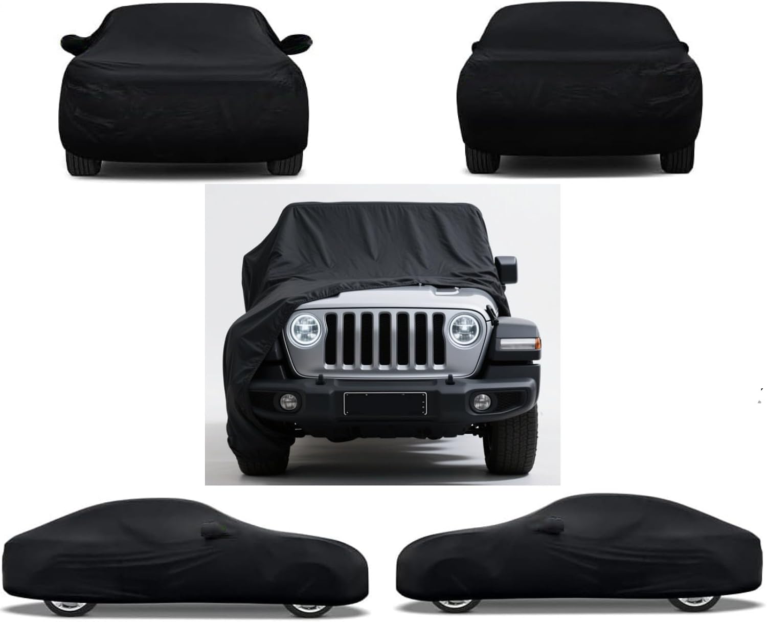 Fit FIndoor Car Cover Replace for Jeep Wrangler 2 Door 1987-2025 JK JL CJ YJ TJ, Luxurious Stretch Satin Custom-fit Indoor Car Cover for Dust-Proof, Underground Garage,Car Show, Fitted to The Body