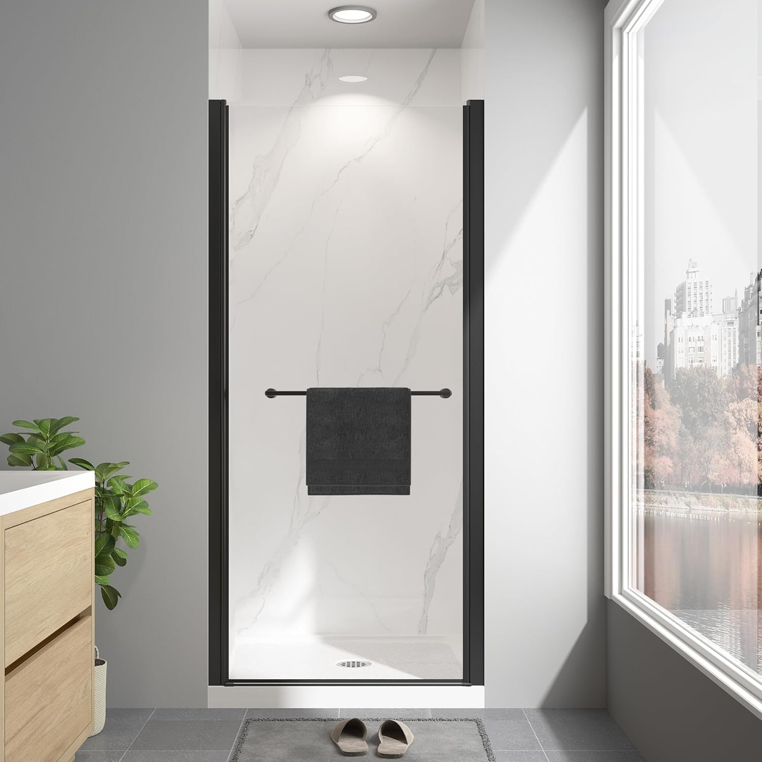 Photo 1 of EASYWORC Frameless Pivot Shower Door 36"-38" W x 72" H