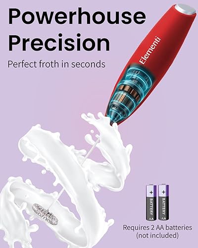 Miniatura 3 de Espumador Elementi de leche con soporte, motor de esfuerzo de torsión más potente, para hacer cappuccinos, lattes y café a prueba de balas, Rojo