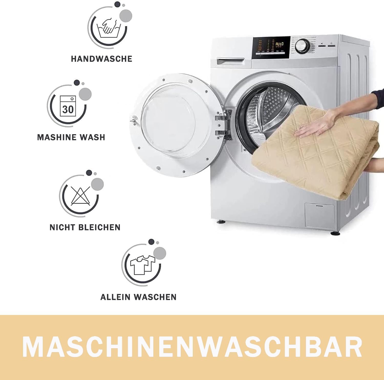 Copridivano 3 Posti con Braccioli Malu – Telo Divano Trapuntato Reversibile, Copridivano Impermeabile Antimacchia Antigraffio per Cani e Gatti, Fodera Universale Imbottita (Cachi, 3)