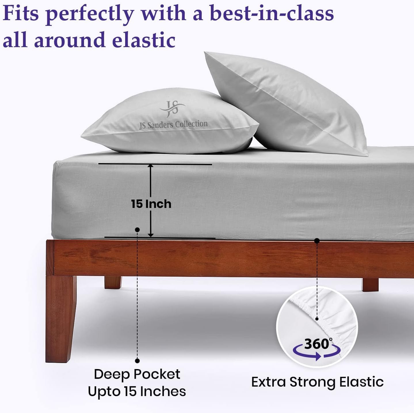 CASA LINEN Albert King 96X96 Size 4pc Bed Sheet Set 800 Thread Count Luxury Softest Bedding Sheet Set Upto 18" Deep Pocket 100% Egyptian Cotton Silver Stripe