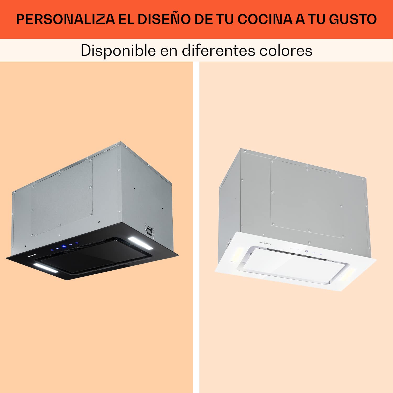 Klarstein HEKTOR SL campana extractora, campana integrable y de pared, 52 cm de ancho, modo recirculación, extracción hasta 467 m³/h, filtro de aluminio, convertible a recirculación, negro