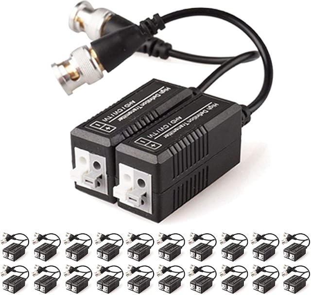 40x CCTV Passive Video Balun BNC Connector Adapter Transmitter & Transceiver, Male BNC to Easy Press-Fit UTP CAT5/5e/6/6e Cable for CCTV DVR Camera System (20 Pairs)