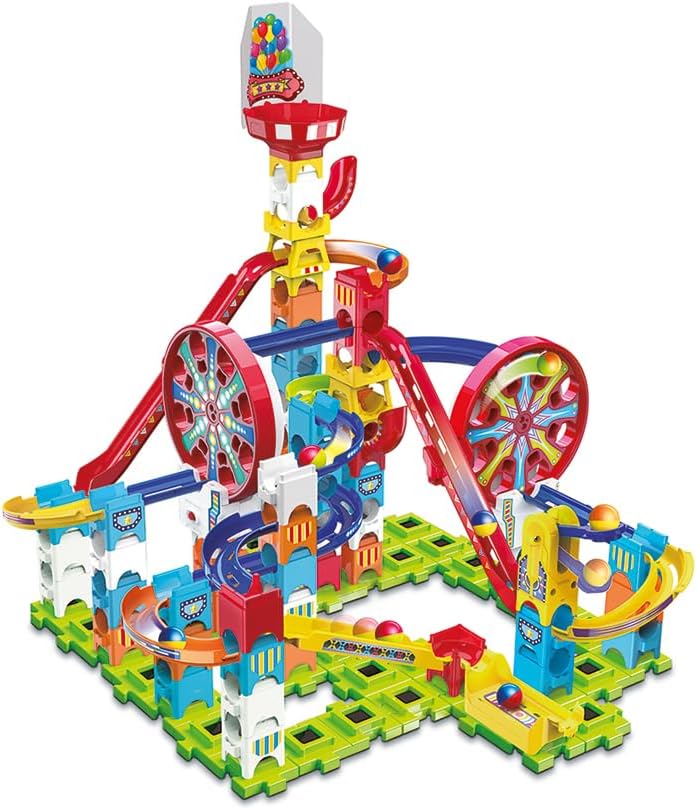 VTech Adventure Park Challenge, Electronic Marble Run with 10 Marbles and 96 Building Pieces, Colour-Coded Construction Toys for Kids, 4 Years+