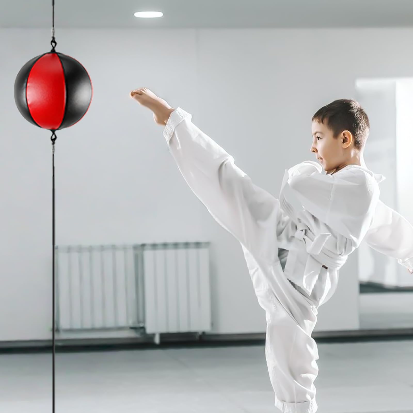 Boxe à double extrémité : ensemble de punching ball suspendu, sac de frappe de porte, kit d'entraînement de boxe pour adultes